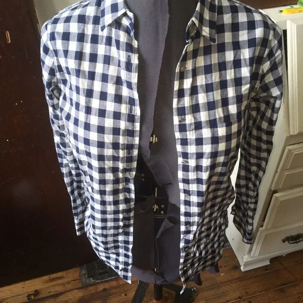 J Crew Factory checked business casual button down shirt